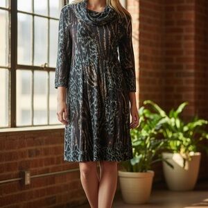Alyx Black and Gray Cowl Neck Long Sleeve Dress
